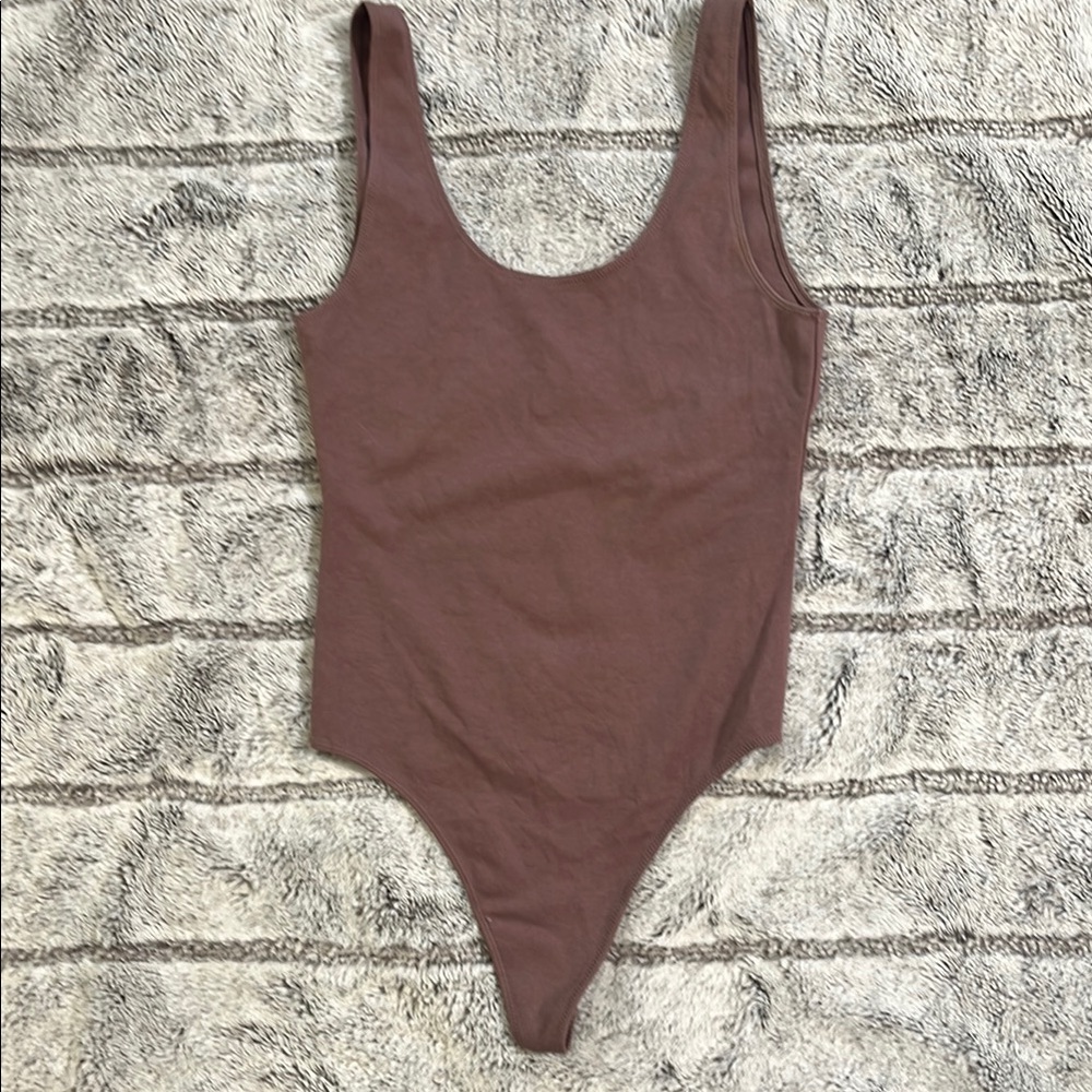 Wilfred Brown Bodysuit One Piece High-Cut Scoop Neck